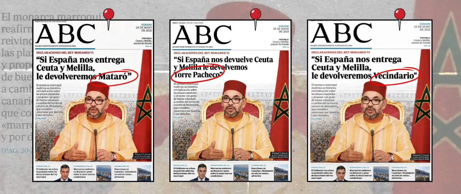 Comparativa de la portada falsa y la portada real de ABC